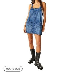 Free People Faded Denim Blue Women's Overall Dress